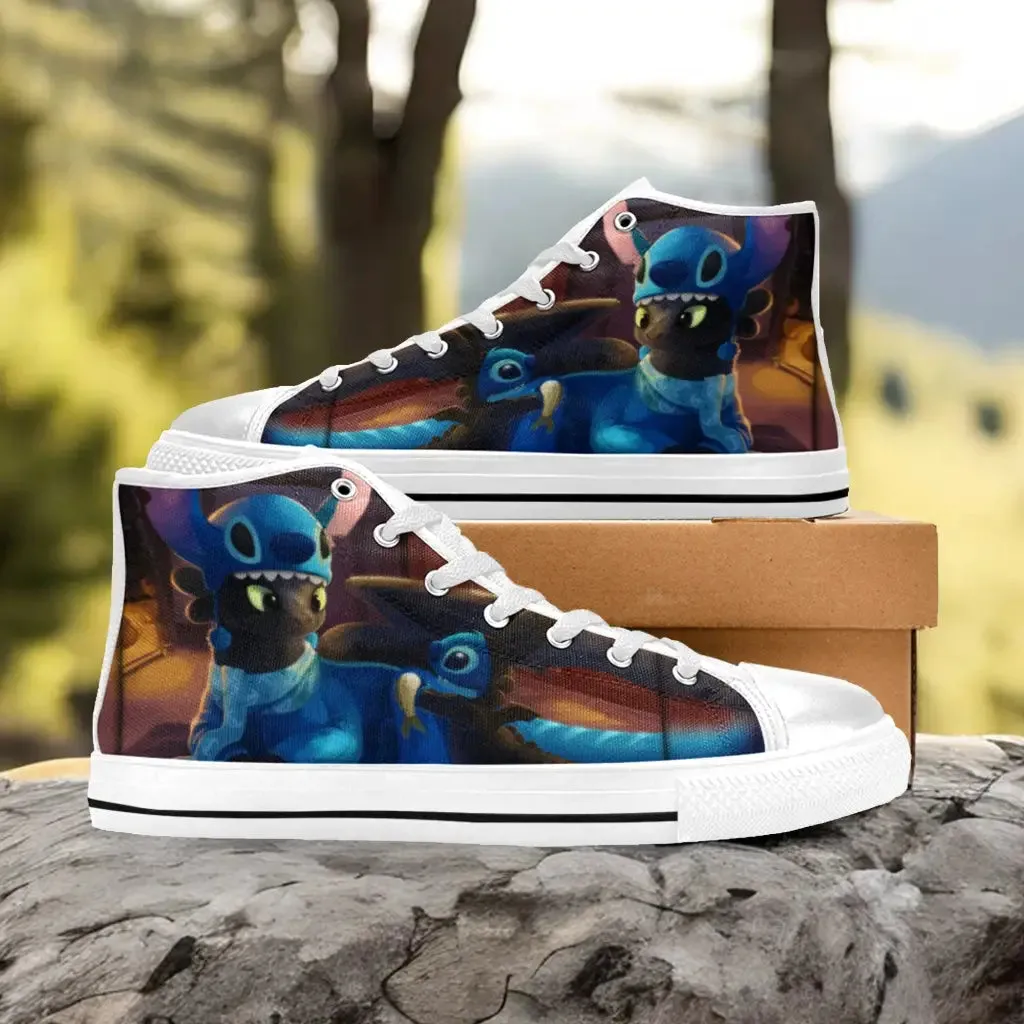 Stitch Night fury Shoes High Top Sneakers for Kids and Adults