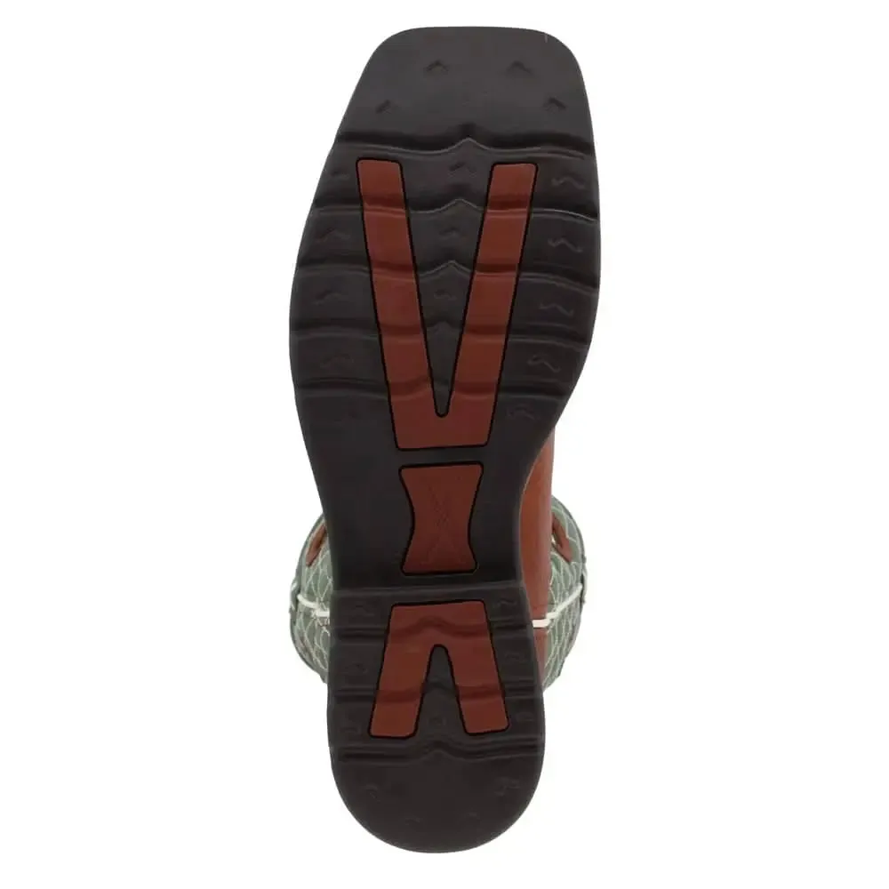 TWISTED X - Men Steel Toe Lite Western Work Boot, Cognac Glazed Pebble/Lime