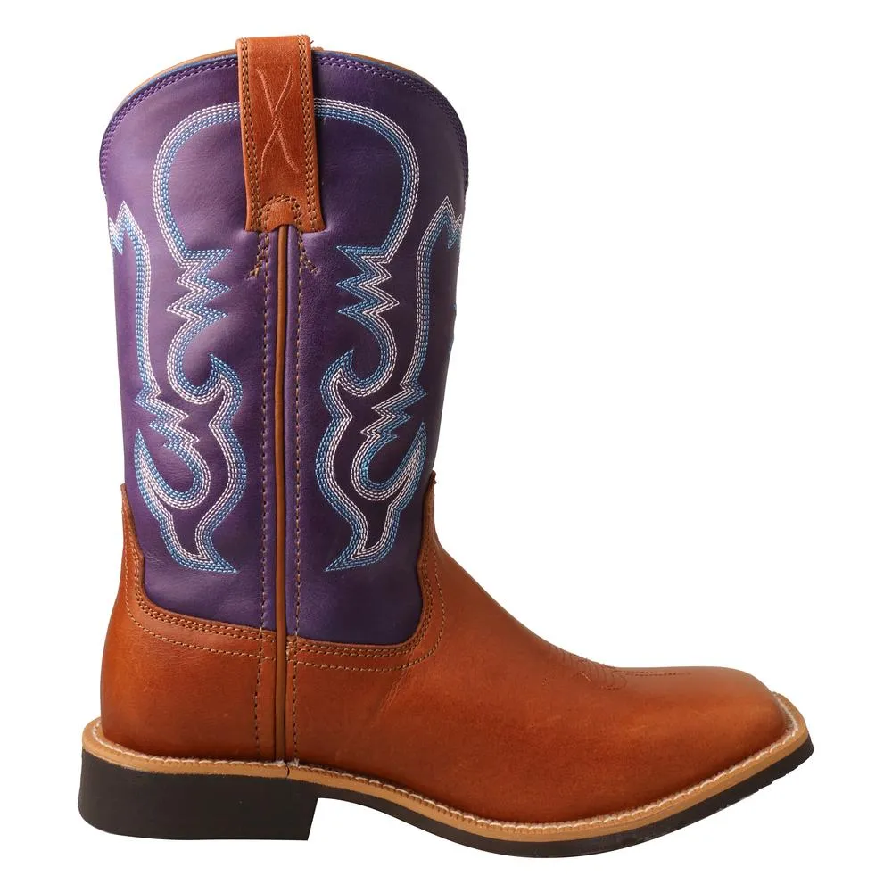 'Twisted X' Youth 9" Western Square Toe - Tan / Purple