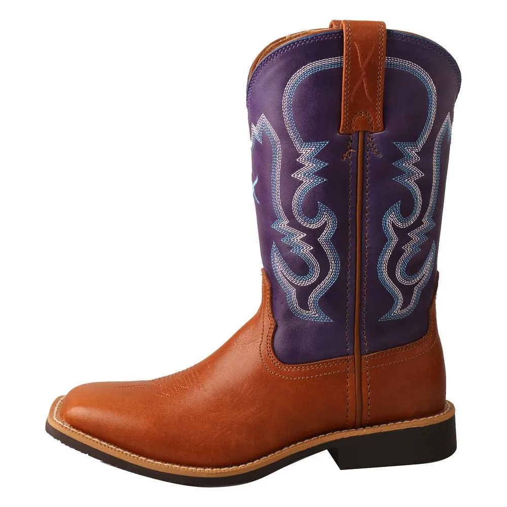 'Twisted X' Youth 9" Western Square Toe - Tan / Purple