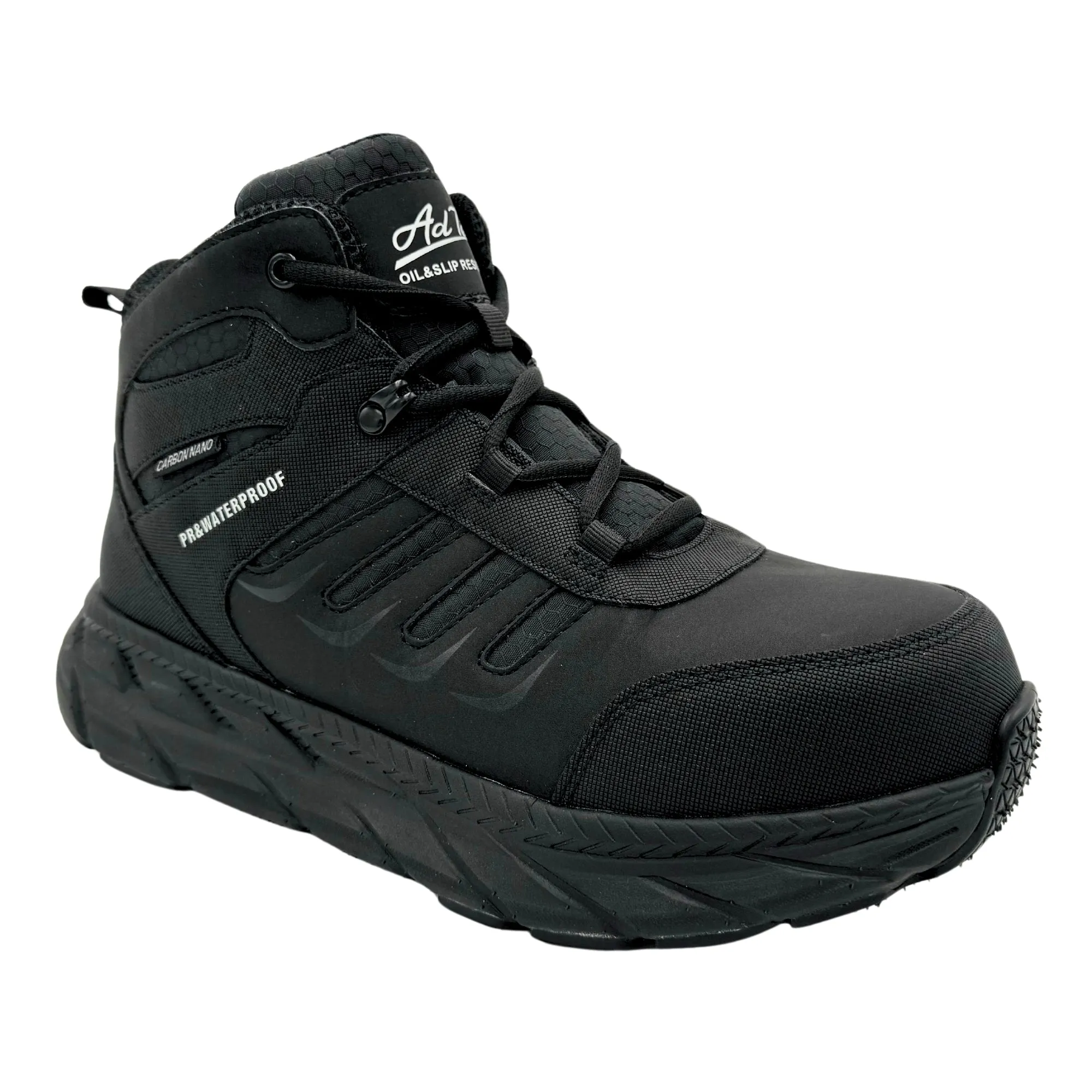 ULTRALIGHT: MEN'S 6" WORK BOOT: BLACK 9258PR [CARBON NANO SAFETY TOE, WATERPROOF, PUNCTURE RESISTANT, SLIP RESISTANT]