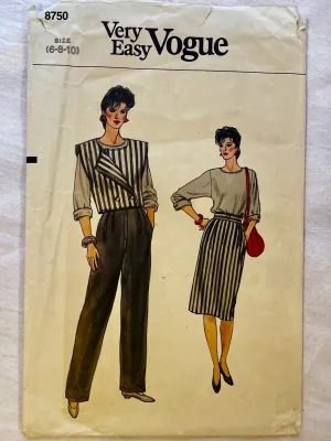 Very Easy Vogue 8750 CUT Adult Casual/Athletic Wear Size 10