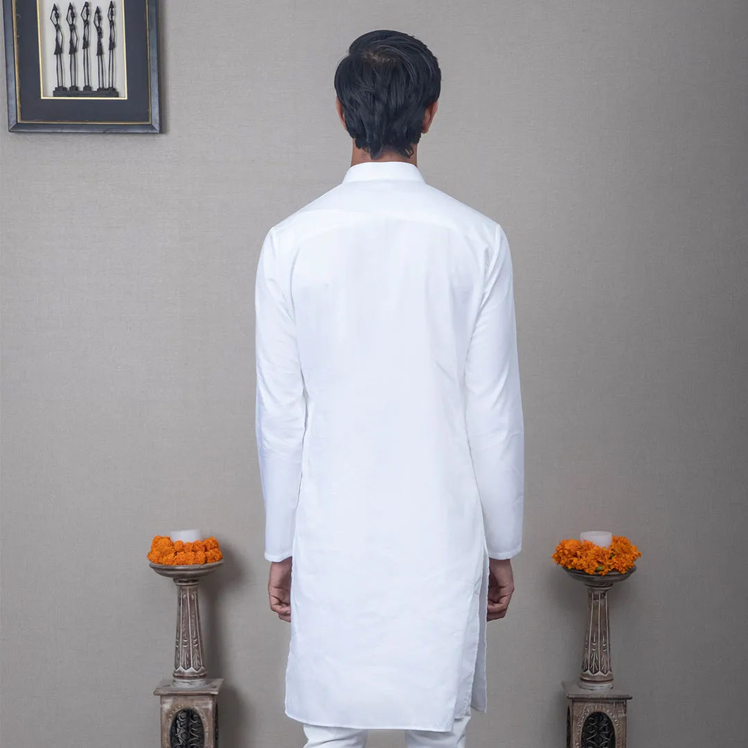 White Dobby Cotton Kurta