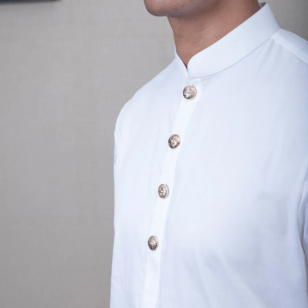 White Dobby Cotton Kurta