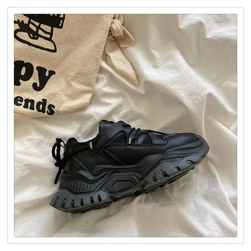 Women Sneakers Fashion Mesh Chunky Girls Casual  Spring Reflective Comfortable Thick Sole White Dad Flats Platform Shoes