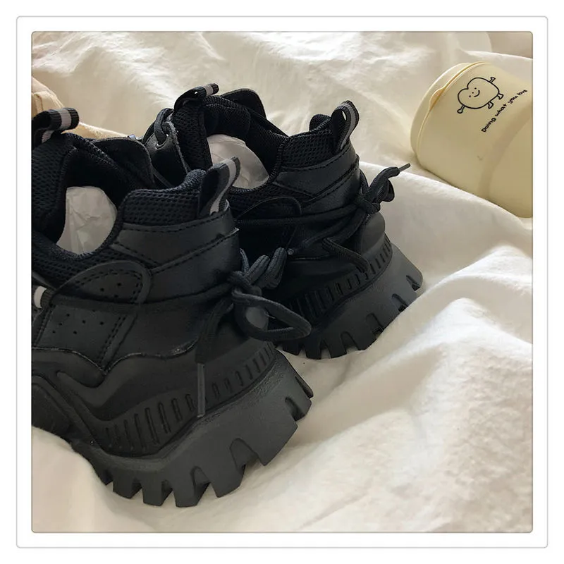 Women Sneakers Fashion Mesh Chunky Girls Casual  Spring Reflective Comfortable Thick Sole White Dad Flats Platform Shoes