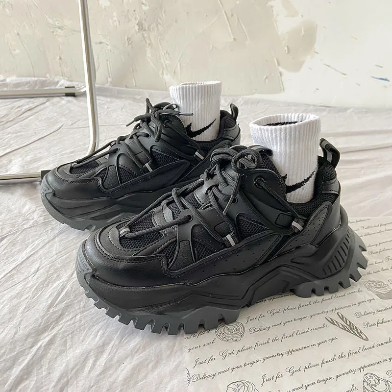 Women Sneakers Fashion Mesh Chunky Girls Casual  Spring Reflective Comfortable Thick Sole White Dad Flats Platform Shoes
