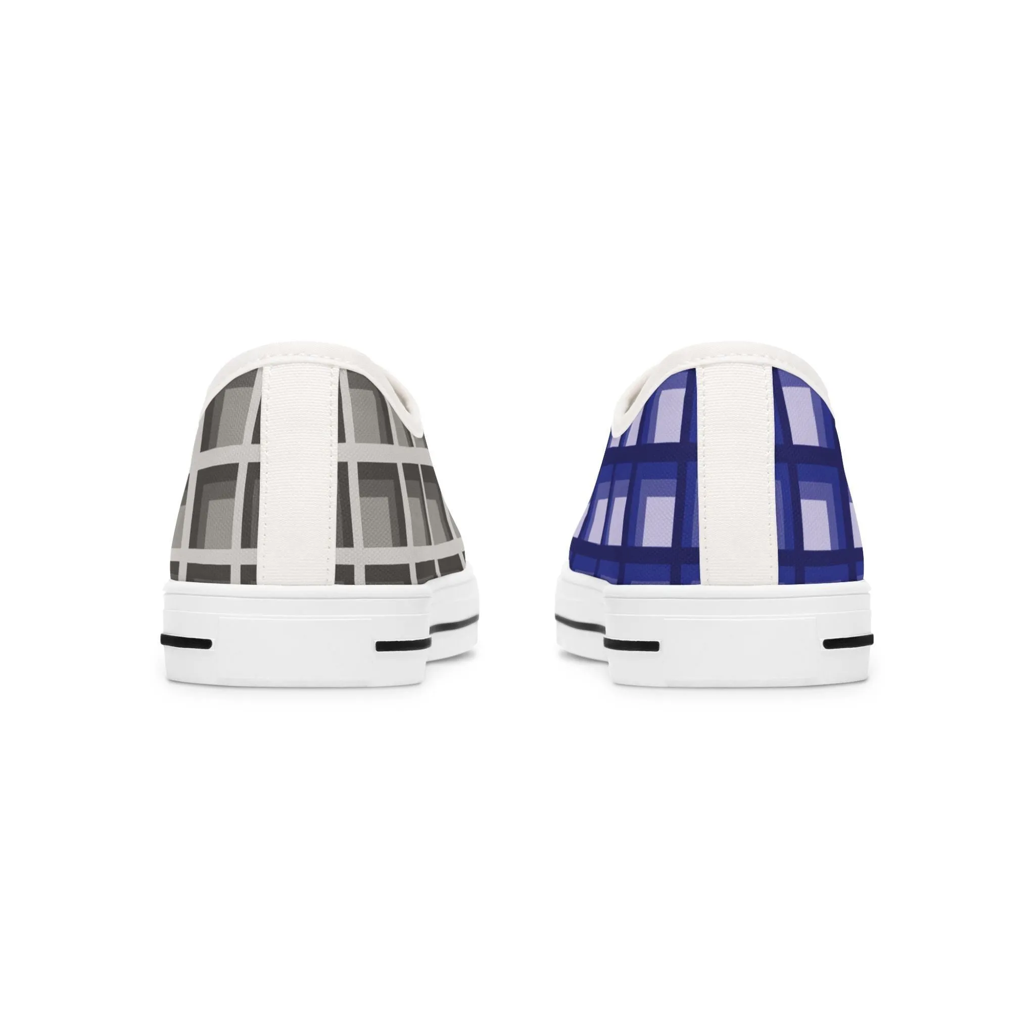 Women's Navy & Grey Mismatched Geometric Low Top Sneakers