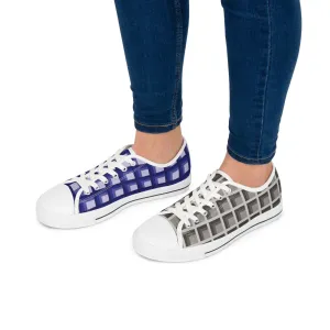Women's Navy & Grey Mismatched Geometric Low Top Sneakers