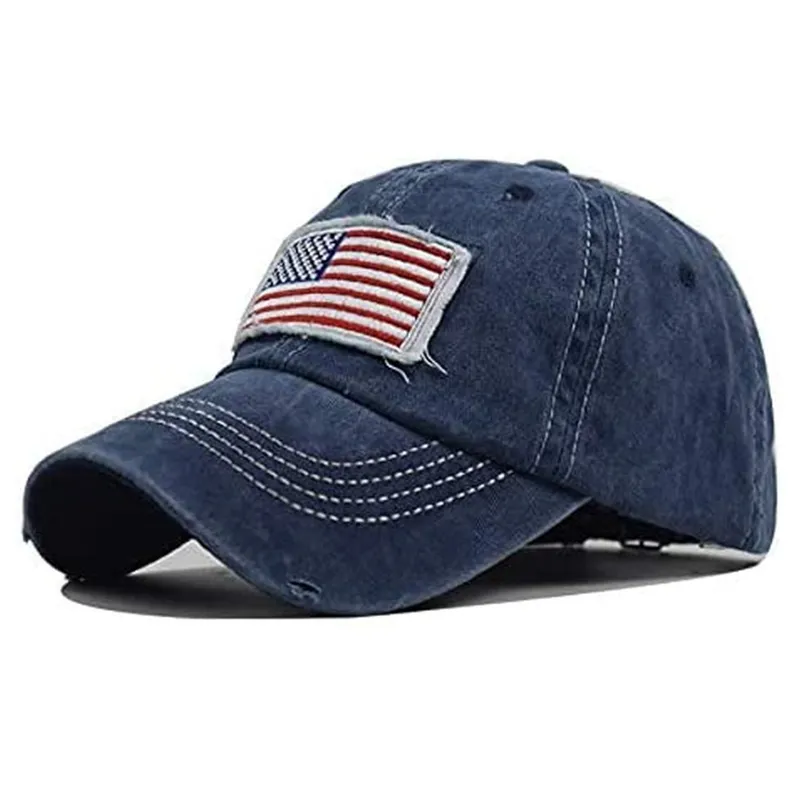 Women's Ponytail Baseball Hat - Distressed-American-Flag