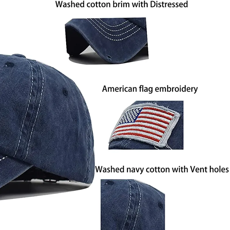 Women's Ponytail Baseball Hat - Distressed-American-Flag