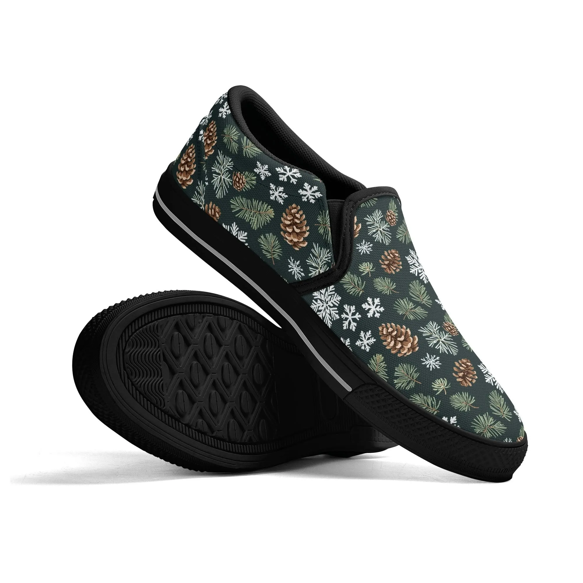 Womens Snowflake Pine Rubber Slip On Shoes